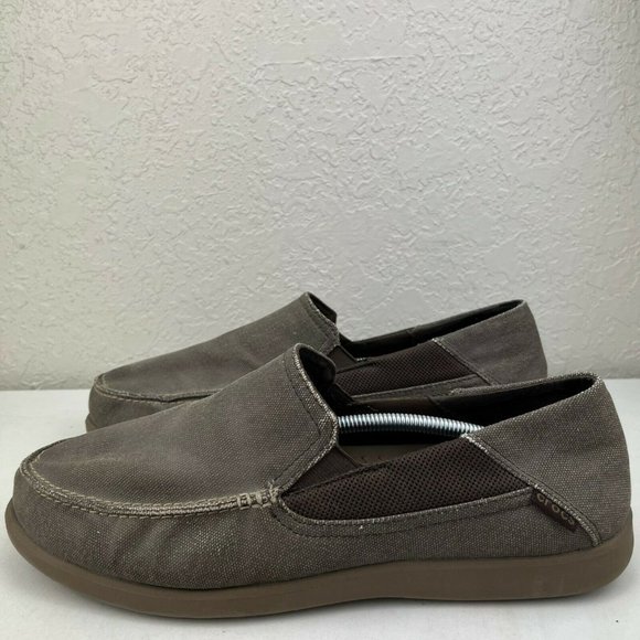 Crocs Santa Cruz Mens Khaki Slip On Comfort Canvas Loafers Size 12 main image 7